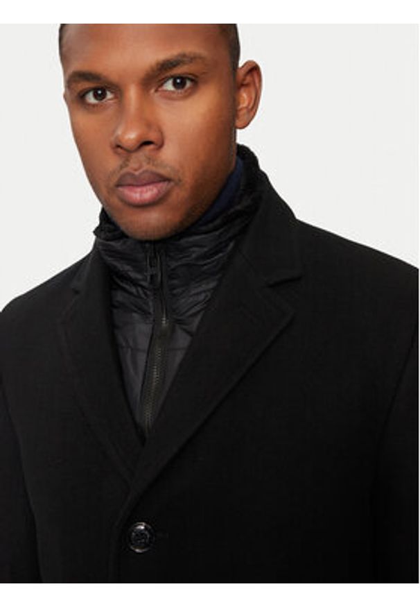 Hechter Paris Płaszcz wełniany 45014 142270 Czarny Regular Fit. Kolor: czarny. Materiał: syntetyk