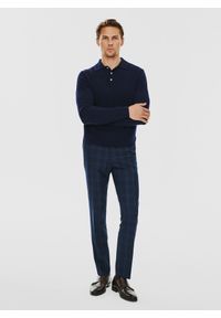 Pako Lorente - PAKO LORENTE – Męski granatowy sweter z kołnierzykiem polo. Typ kołnierza: polo. Kolor: czarny, niebieski. Materiał: wełna. Sezon: jesień, zima #9