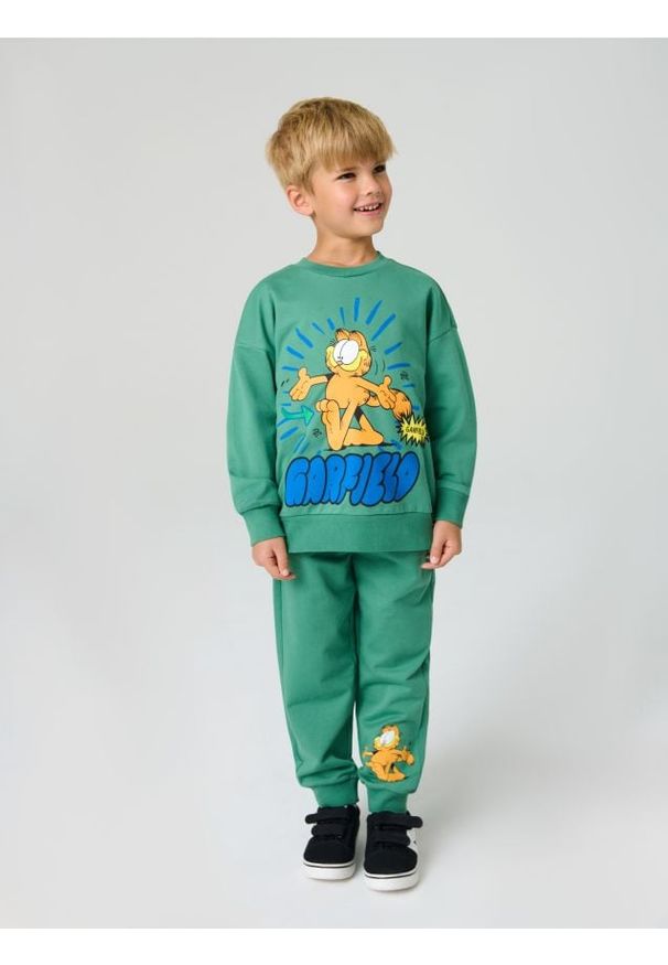 Sinsay - Spodnie dresowe Garfield - zielony. Kolor: zielony. Materiał: dresówka