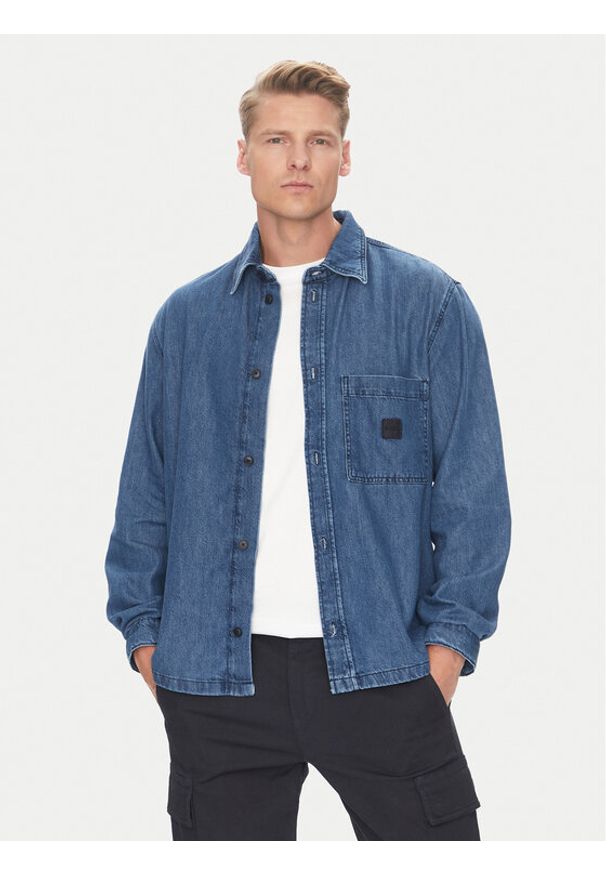 BOSS Koszula jeansowa Laredo 50544660 Granatowy Regular Fit. Kolor: niebieski. Materiał: bawełna