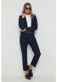 TOMMY HILFIGER - Tommy Hilfiger bluza damska kolor granatowy gładka. Kolor: niebieski. Materiał: wiskoza. Wzór: gładki #3