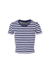 Urban Classics - T-shirt Damski W Paski Krótka. Kolor: biały, wielokolorowy, niebieski. Długość: krótkie. Wzór: paski