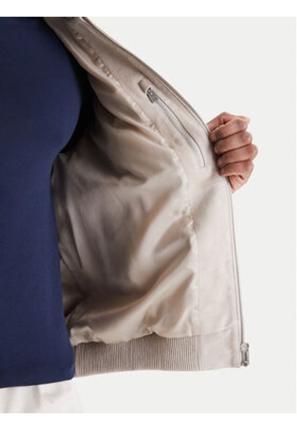 BOSS Kurtka skórzana H-Muller 50543213 Beżowy Regular Fit. Kolor: beżowy. Materiał: skóra