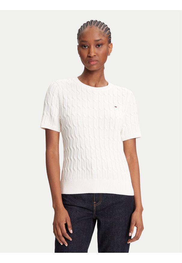 TOMMY HILFIGER - Tommy Hilfiger Sweter WW0WW45656 Écru Regular Fit. Materiał: bawełna