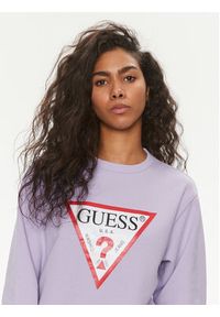 Guess Bluza W2YQ16 KBA10 Fioletowy Regular Fit. Kolor: fioletowy. Materiał: bawełna