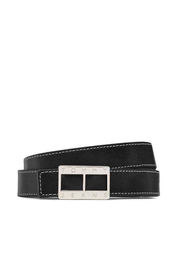 Tommy Jeans Pasek Damski Tjw Heritage Leather 2.5 AW0AW14073 Czarny. Kolor: czarny. Materiał: skóra