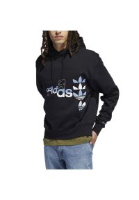 Adidas - Bluza adidas Originals Logo Play Hoodie H31323 - czarna. Okazja: na co dzień. Kolor: czarny. Materiał: bawełna, poliester, materiał. Wzór: aplikacja, nadruk. Styl: sportowy, casual, klasyczny #1