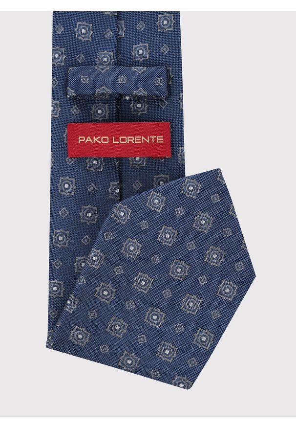 Pako Lorente - PAKO LORENTE - Jedwabny granatowy krawat we wzór. Kolor: niebieski. Materiał: jedwab. Wzór: geometria