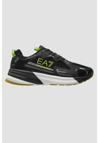 EA7 Emporio Armani - EA7 Czarne sneakersy z zielonym logo, Rozmiar 42 2/3. Kolor: czarny