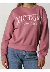 Sinsay - Bluza crewneck - różowy. Kolor: różowy