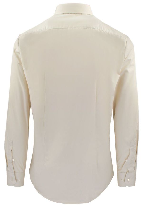 Delikatnie Wyszczuplana (Slim) Męska Koszula - Lanier - Beżowa. Kolor: beżowy, wielokolorowy, brązowy. Materiał: poliester, bawełna. Styl: klasyczny, sportowy