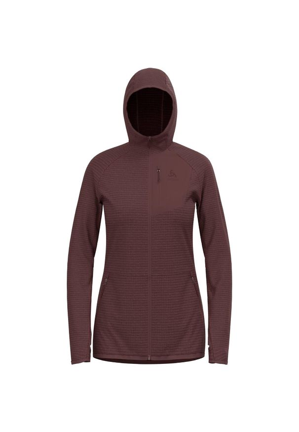 Bluza damska z kapturem Odlo Ascent Mid Layer Hoody Full Zip. Typ kołnierza: kaptur. Kolor: czerwony