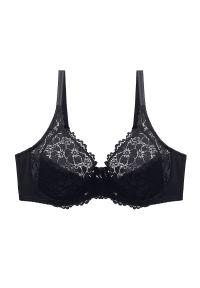 Intica - Biustonosz koronkowy plus size z delikatnym wsparciem na co dzień i okazje Natusuko. Kolekcja: plus size. Kolor: czarny. Materiał: koronka. Wzór: koronka