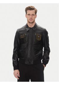 Aeronautica Militare Kurtka skórzana 251PN5046PL265 Czarny Regular Fit. Kolor: czarny. Materiał: skóra
