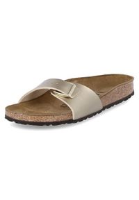 Klapki damskie Birkenstock Madrid. Kolor: żółty. Materiał: materiał, skóra, syntetyk