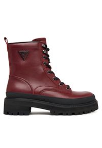 Guess Botki FLFB2D LEA10 Bordowy. Kolor: czerwony. Materiał: skóra
