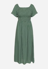 Born2be - Zielona Sukienka z Bawełny o Rozkloszowanym Kroju w Kropeczki Lisadrisa. Okazja: na co dzień, na imprezę. Kolor: zielony. Materiał: bawełna. Długość rękawa: krótki rękaw. Styl: klasyczny, casual, elegancki #4