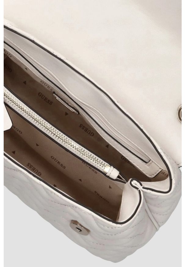 Guess - GUESS Beżowa damska torebka Melisandra. Kolor: beżowy. Materiał: skórzane