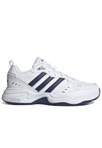 Adidas - Buty męskie adidas Strutter EG2654 - białe. Zapięcie: pasek. Kolor: biały. Materiał: skóra, guma. Szerokość cholewki: normalna. Wzór: aplikacja