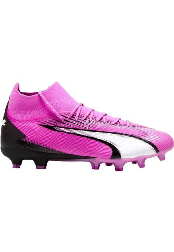 Buty piłkarskie męskie Puma Ultra Pro Fg ag. Kolor: biały, czarny, różowy, wielokolorowy. Materiał: syntetyk, materiał. Szerokość cholewki: normalna. Sport: piłka nożna