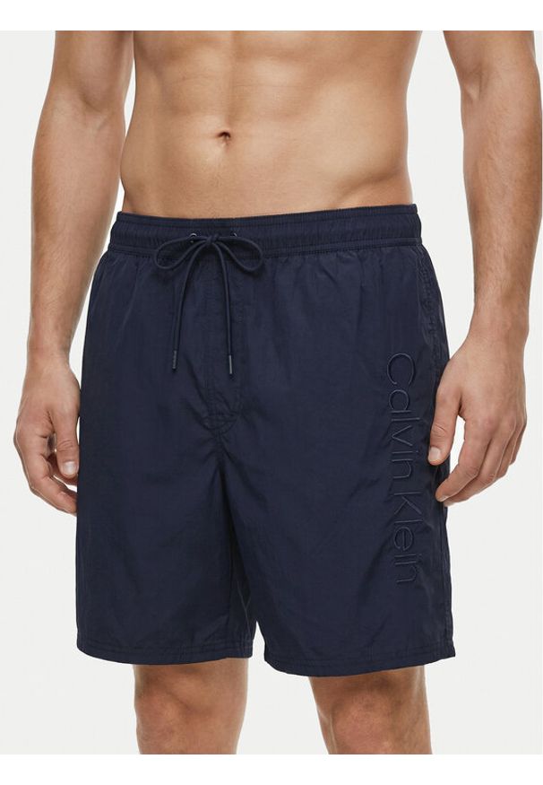 Calvin Klein Swimwear Szorty kąpielowe LV00N61029 Granatowy Regular Fit. Kolor: niebieski. Materiał: syntetyk
