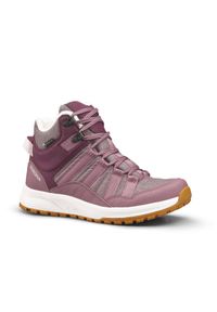 quechua - Buty turystyczne damskie Quechua NH500 Mid wodoodporne. Okazja: na co dzień, na spacer. Kolor: czerwony, wielokolorowy, brązowy. Materiał: materiał, futro. Szerokość cholewki: normalna. Sezon: zima. Styl: sportowy, casual