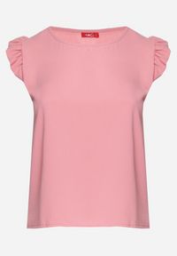 Born2be - Jasnoróżowy Top Koszulka bez Rękawów z Falbanką Vivolia. Kolor: różowy. Materiał: tkanina. Długość rękawa: bez rękawów. Sezon: lato #4