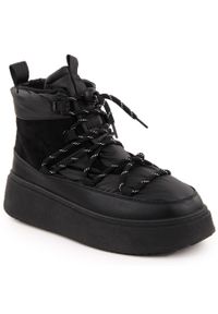 POTOCKI - Śniegowce damskie botki na platformie czarne Potocki 72302. Kolor: czarny. Materiał: tkanina. Obcas: na platformie #1