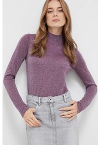 Silvian Heach sweter damski kolor fioletowy lekki z półgolfem. Kolor: fioletowy. Materiał: materiał. Długość rękawa: długi rękaw. Długość: długie #3
