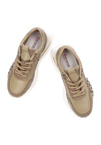 Beżowe Sneakersy Artiker Modne Obuwie Damskie Panterka. Kolor: beżowy. Materiał: materiał. Wzór: motyw zwierzęcy #5