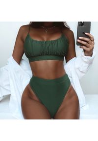 Intica - Strój kąpielowy zabudowany z marszczonym topem na plażę i basen Xochitl. Kolor: czarny. Materiał: tkanina, materiał #3