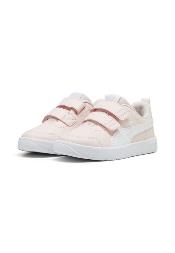 Puma - Dziecięce sneakersy Courtflex V3 PUMA Island Pink White. Kolor: biały, różowy, wielokolorowy. Sport: turystyka piesza