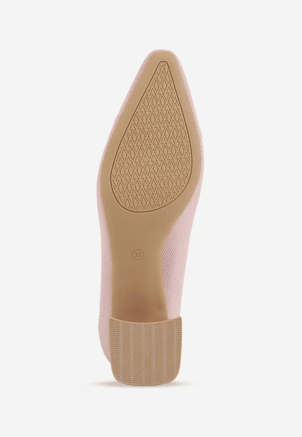 Born2be - Różowe Dzianinowe Czółenka VICES na Niskim Słupku z Miękkim Zapiętkiem i Wkładką Soft-Step Kaleana. Okazja: na spotkanie biznesowe, na co dzień. Kolor: różowy. Materiał: dzianina. Obcas: na słupku. Styl: elegancki, casual, klasyczny, biznesowy