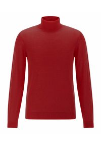 Czerwony golf męski Modini SW73. Typ kołnierza: golf. Kolor: czerwony. Materiał: akryl, wełna, materiał #1