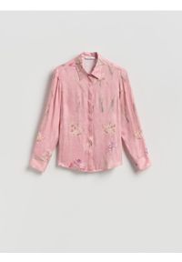 Reserved - Wiskozowa koszula w kwiaty - różowy. Kolor: różowy. Materiał: wiskoza. Wzór: kwiaty #1