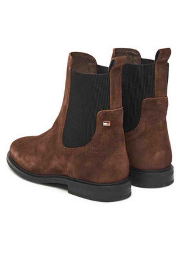 TOMMY HILFIGER - Tommy Hilfiger Sztyblety Flag Boot FW0FW08780 Brązowy. Kolor: brązowy. Materiał: zamsz, skóra