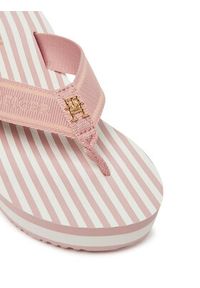 TOMMY HILFIGER - Tommy Hilfiger Japonki Th Stripes Wedge Beach Sandal FW0FW08521 Różowy. Kolor: różowy. Materiał: materiał #6