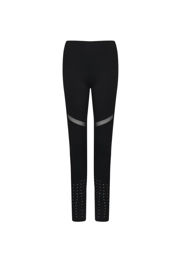 TOMBO - Legging z wkładkami dla kobiet Tombo. Kolor: czarny. Materiał: tiul, materiał