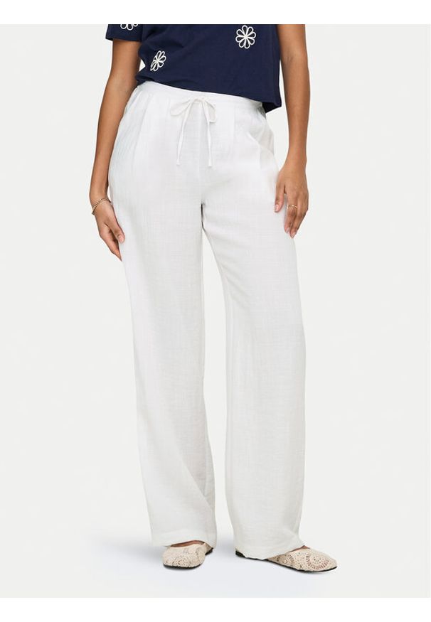 only - ONLY Spodnie materiałowe Lita 15370273 Biały Relaxed Fit. Kolor: biały. Materiał: wiskoza