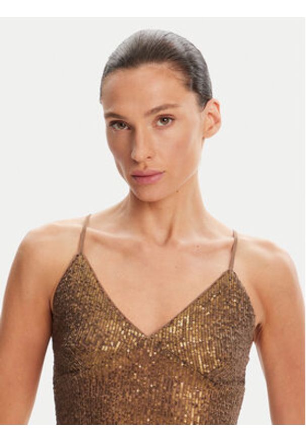 NORMA KAMALI Sukienka koktajlowa ST4243SQ162151 Brązowy Slim Fit. Kolor: brązowy. Materiał: syntetyk. Styl: wizytowy