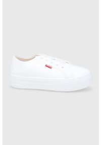 Levi's® - Levi's Buty kolor biały na platformie. Okazja: na spotkanie biznesowe. Nosek buta: okrągły. Zapięcie: sznurówki. Kolor: biały. Materiał: guma. Obcas: na platformie #1