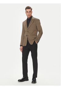 Karl Lagerfeld - KARL LAGERFELD Marynarka 155106 552115 Brązowy Slim Fit. Typ kołnierza: dekolt w karo. Kolor: brązowy #5