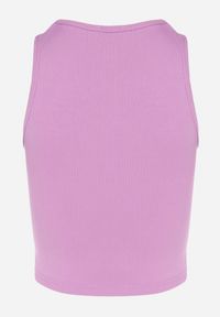 Born2be - Jasnofioletowy Krótki Tank Top z Prążkowanej Tkaniny Nevallia. Kolor: fioletowy. Materiał: tkanina, prążkowany. Długość: krótkie. Sezon: lato. Styl: klasyczny