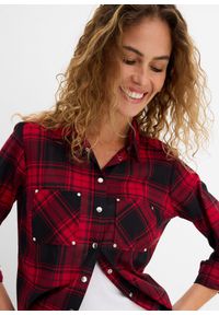 bonprix - Bluzka bawełniana w kratę. Kolor: czerwony. Materiał: bawełna #2
