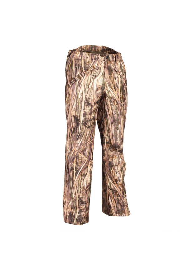 SOLOGNAC - Spodnie myśliwskie Solognac 100 camo wodoodporna. Kolor: wielokolorowy