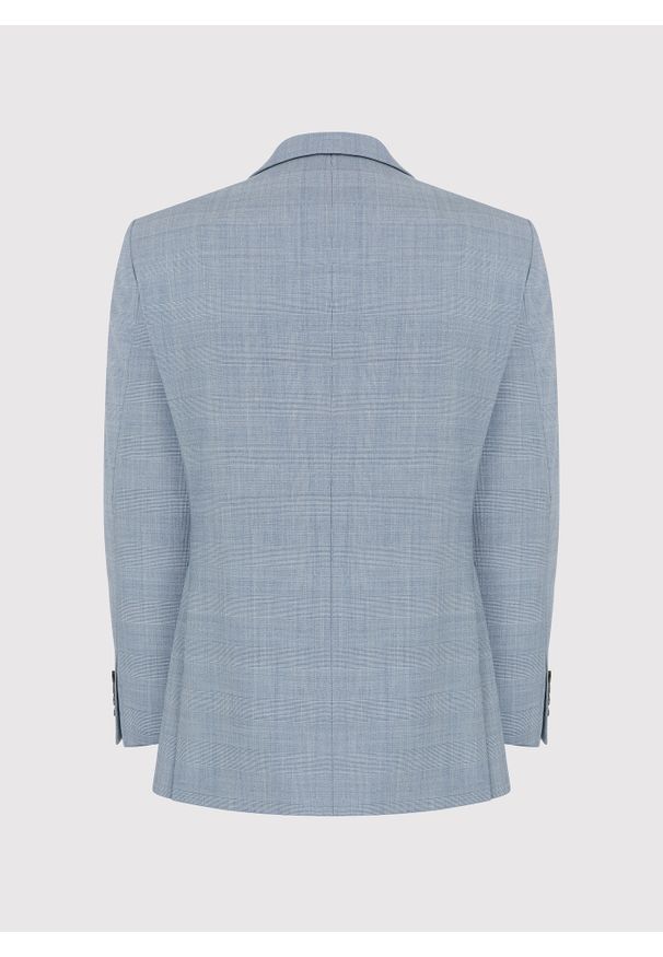 Pako Lorente - PAKO LORENTE – Niebieska marynarka garniturowa w kraciasty deseń. Okazja: na wesele, na komunię, na ślub cywilny. Kolor: niebieski. Materiał: poliester, lycra, wełna