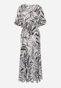 Born2be - Czarna Bawełniana Sukienka Rozkloszowana w Liście Alaniva. Okazja: na co dzień. Typ kołnierza: dekolt w kształcie V. Kolor: czarny. Materiał: bawełna. Wzór: nadruk. Sezon: wiosna, lato. Styl: casual, elegancki #3