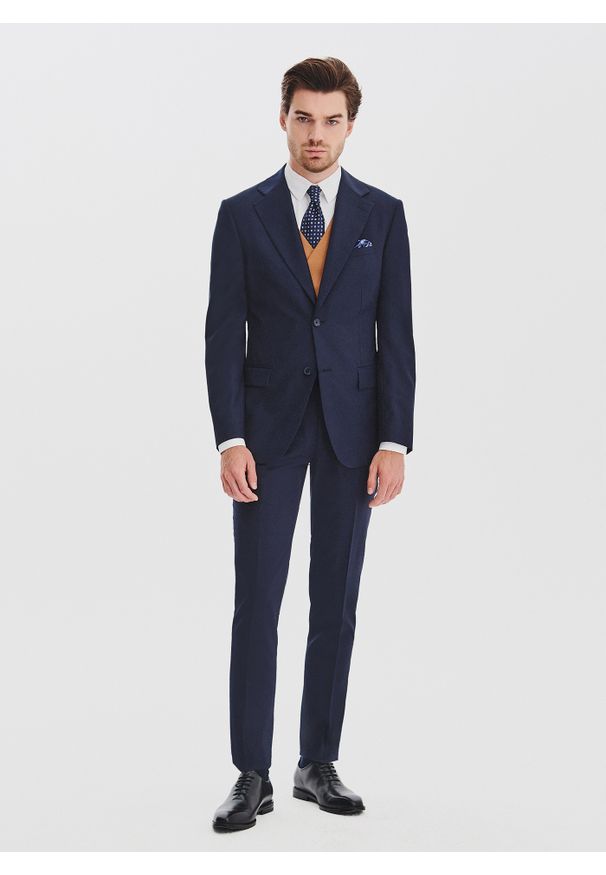 Pako Lorente - PAKO LORENTE - Garnitur męski w subtelną kratę. Materiał: wełna, poliester