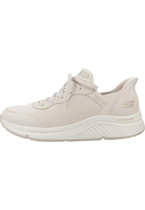 skechers - Kapcie SKECHERS BOBS ARCH COMFORT B Beżowy. Kolor: beżowy. Materiał: syntetyk, tkanina. Styl: sportowy
