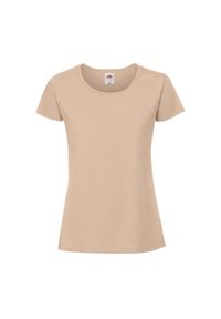 FRUIT OF THE LOOM - Koszulka Damska Iconic 195 Premium Ringspun Cotton T-shirt. Kolor: beżowy. Sport: turystyka piesza
